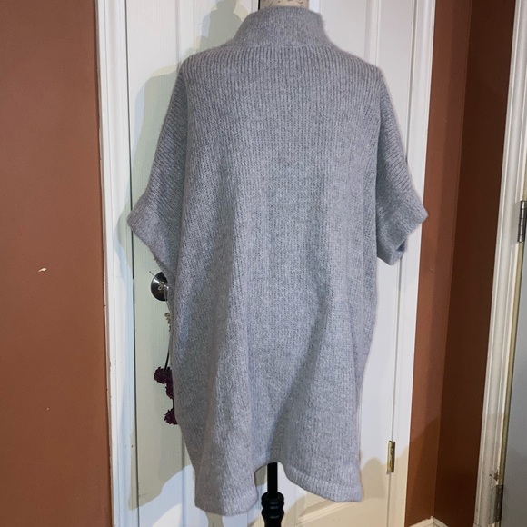 ELK Alpaca Wool Blend Short Sleeve Knit Full Zip Sweater Grey One Size - Picture 4 of 8